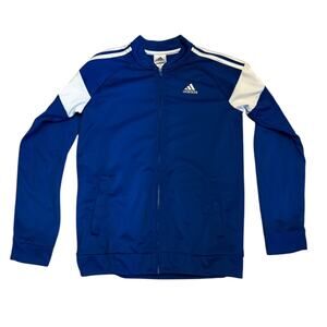Adidas Boys Blue Zip Front Track Jacket Size Large 14/16 AP5436